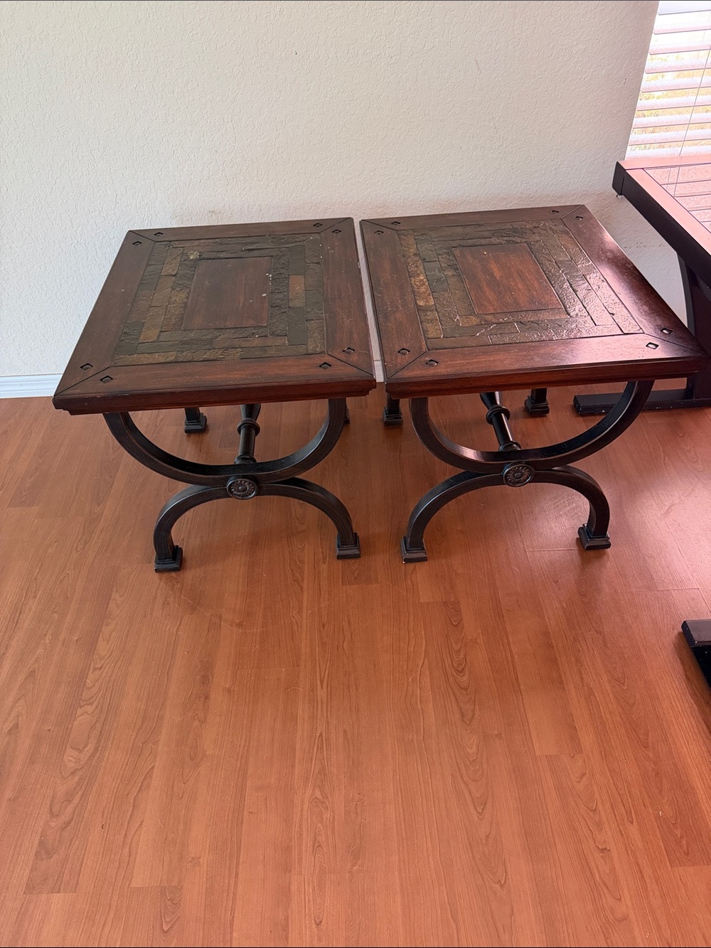 Dark Brown Wood and Black Metal Accent Side Table - Home Accents
